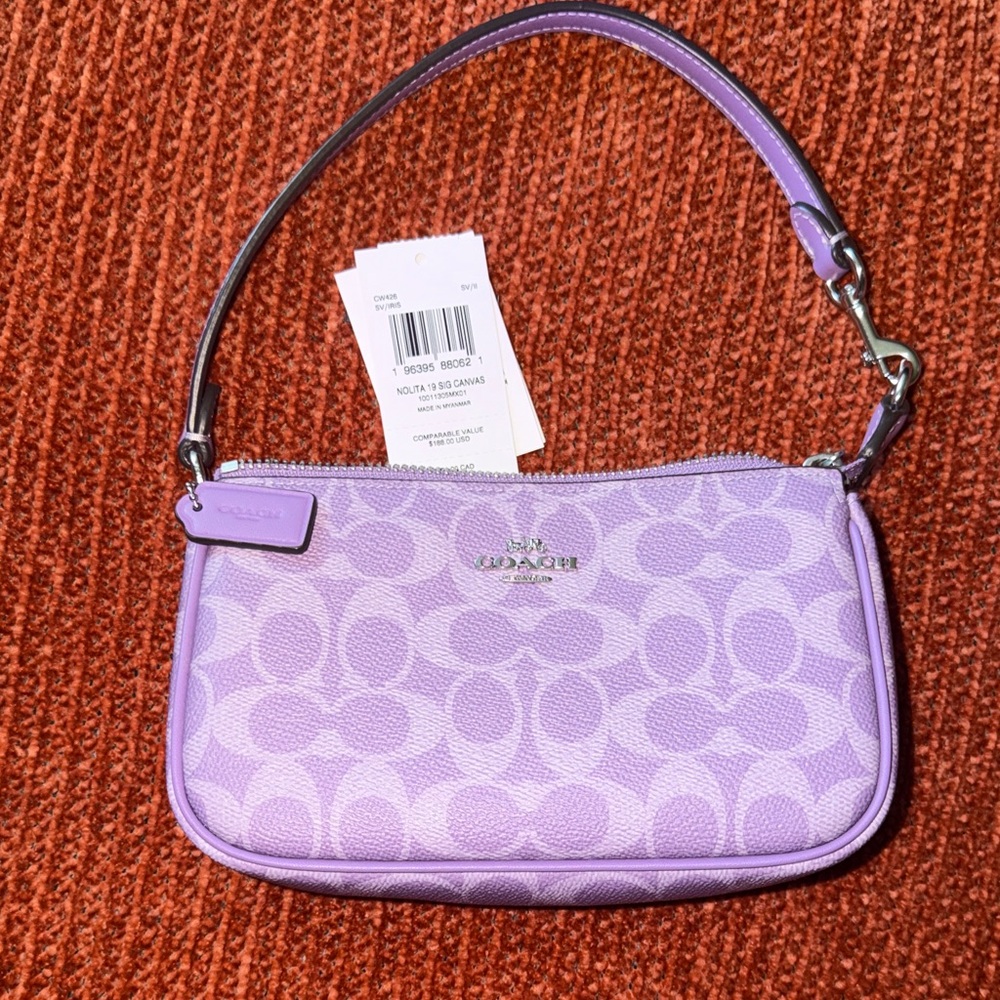 Coach Lavender Signature Canvas Mini Wristlet